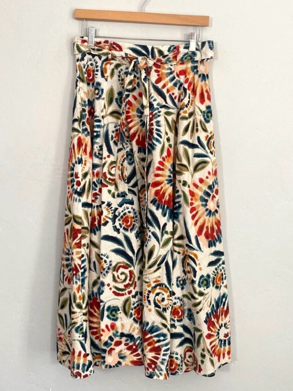 STELLA FOREST Floral Cotton Maxi Skirt Tie Waist Pockets Boho - Picture 2 of 8